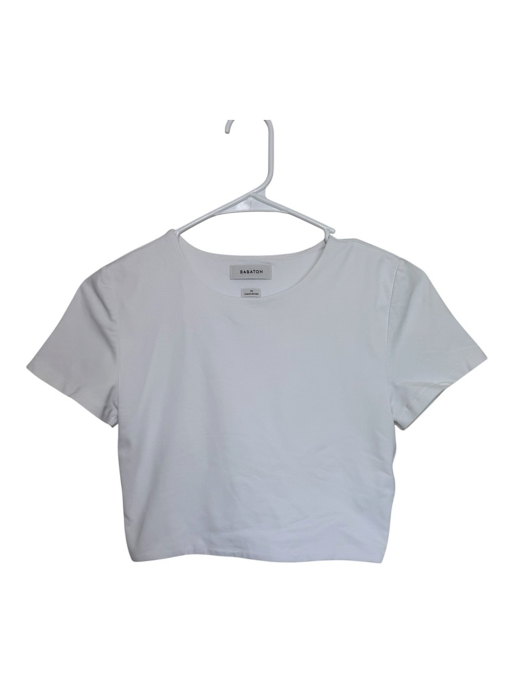 Babaton Contour Crew Neck Crop Tee White Size M Fitted Minimalist Basic